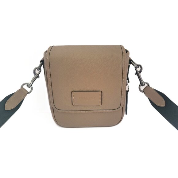 Coach CO914 Lucas Crossbody Bag Pebbled Leather Dark Stone - Picture 1 of 6